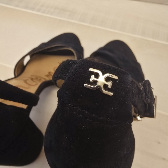 {11} Sam Edelman Yancy Block Heel Ankle Strap Sandals in Black Suede - Picture 11 of 16